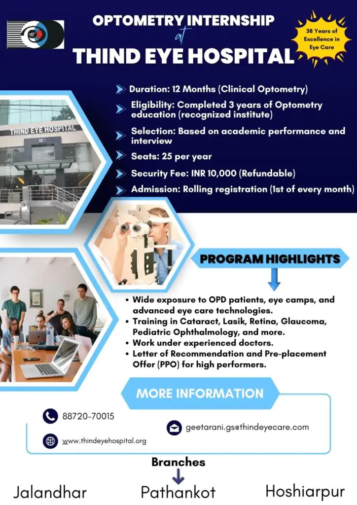 Optometry Internship at Thind Eye Hospital